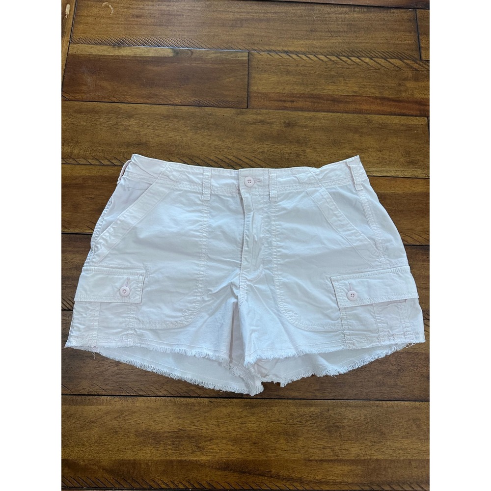 American Eagle Cargo Shorts Women Size 6 Pink Good 90s Boyfriend Frayed Hem